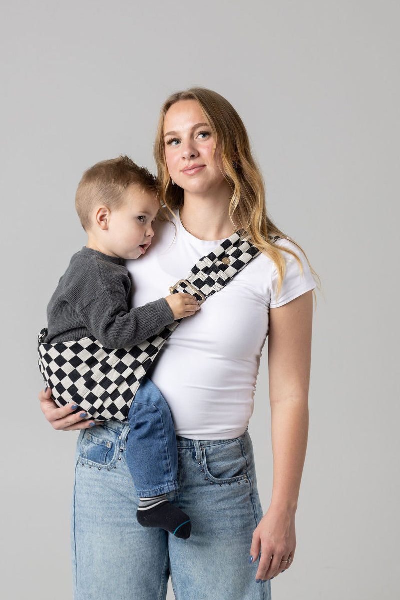 マベル・べべ The Monarch Toddler Sling - Ebony Check – Mabē
